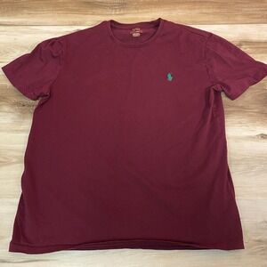 Polo Ralph Lauren Mens T-Shirt Medium Burgundy Short Sleeve Pony Logo Size M